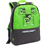 MINECRAFT Pixel Creeper Breakthrough Grey zaino dei ragazzi sacchetto di scuola