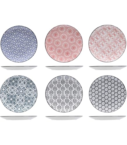 Lot de 6 assiettes rectangulaires arabesque en porcelaine - 34 x H21 cm - Maison