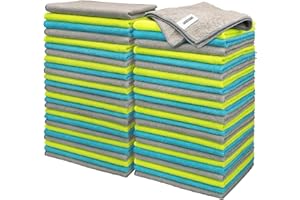 FIXSMITH Microfibre Cloth- Pack of 50, Multifunctional Microfibre Towels,30x40CM, Highly Absorbent Microfiber Duster Cloths for Kitchen, Lint-Free,Streak-Free Cleaning Cloths for Car