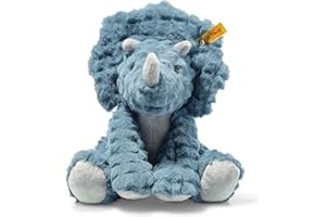 Steiff Soft Cuddly Friends Dixi Triceratops Petrol 28 cm, Dinosaurier Kuscheltier aus kuschelweichem Plüsch