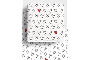 DELECO Modern Love Heart Wrapping Paper | 4 x Eco Friendly Premium Recyclable Gift Wrap Sheets 70cm x 50cm each. Perfect for Mother's Day, Valentines, Anniversary, Wedding, Birthday and more