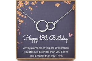 MADAOGO 13th Birthday Gifts for Girls, 925 Sterling Silver 2 Interlocking Circles Necklace, 13 Year Old Girls Birthday Presents, Birthday Gifts for Daughter, Granddaughter, Niece