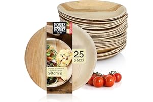 Moritz & Moritz rotonde piatti foglia di palma 25 pezzi - 25 piatti monouso eleganti ca. 20 cm Ø - stoviglie biodegradabili in foglia piatti di palma - alternativa ai piatti in bambu