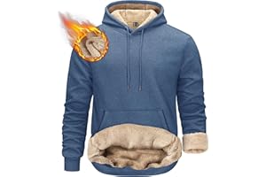 KEFITEVD Herren Pullover Hoodie Dicke Schwergewicht Sherpa gefüttert Känguru Tasche Winter Winddicht Warm Fleece Sweatshirt