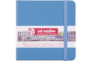 Talens Art Creation Skizzenbuch - See Blau - 12x12cm - 140g - 80 Blatt - Gebunden - Mehrzweck-Zeichenpapier