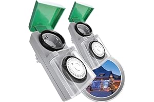 4smile Temporizador para Exteriores, Juego de 2 Unidades, Temporizador mecánico IP44, Enchufe para Exteriores con Alta Potencia de conmutación, Temporizador analógico Exterior, fácil de Usar, Color