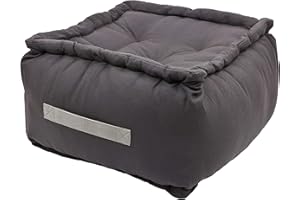 Alphadeco Dickes Bodenkissen Uni - 25cm hoch - mehrere Farben - Pouf - Ottoman - Hocker - 40x40x25cm - 100% Baumwolle (170g/m2) (Grau)