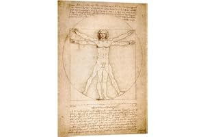 Posterlounge Homme de Vitruve Tableau en verre acrylique de Leonardo da Vinci 30 x 40 cm Beige Tableaux Décoration murale