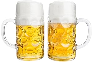 Van Well Lot de 2 chopes de bière de 1 litre | Grande chope avec poignée | Passe au lave-vaisselle, parfaite pour la restauration