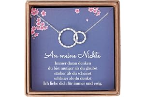Giuesytic Geschenke für Nichte von Tante - Sterling Silber Twisted Intertwined Double Circle Halskette für Teen Girls Weihnachten Geburtstagsgeschenke mit Message Card & Geschenkbox