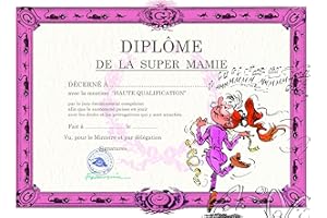 AFIE GLDP-7012 Gaston Lagaffe Carte Double avec Enveloppe Diplôme de la Super Mamie Grand-Mère Bonne Maman - Mlle Mademoiselle Jeanne chante - Pour Anniversaire ou Fête des Grands-Mères