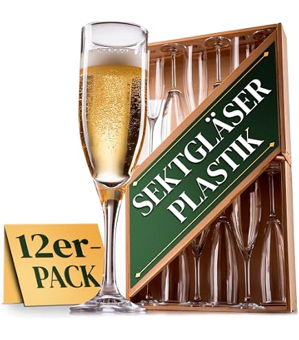 Decor Decorline - 96 Sektläser aus Premium-Kunststoff Schwarz Stiel-Glas Wiederverwendbar Champagner Gläser für Hochzeiten & Partys, 170ml