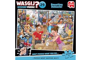 Wasgij Mystery 29, Donation Debacle - Unique 1000 Piece Jigsaw Puzzle for Adults - Colourful, Puzzling, Challenging & Brainteasing Adult Jigsaws - 100% Recycled Cardboard 1000Pc Puzzles - Jumbo