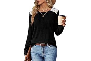 Sampeel Womens Long Sleeve Tops Ladies V Neck Sweatshirts Puff Sleeves Jumpers Loose Fit Tunic Ruffled Cuffs