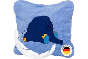 Smithy Kissenbezug Motiv Blauer Elefant | 40x40 Deko-Kissen Bezug | Baumwolle Frottee | Mädchen Junge Baby | DIE Maus