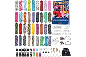 MONOBIN Paracord, 550 Paracord Combo Kit with Instruction Book - 36 Colors Multifunction Paracord Ropes and Complete Accessories for Making Paracord Bracelets, Lanyards, Dog Collars (36 Colors-A, L)
