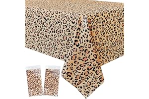 LILWEMEN 2Pcs Tropical Luau Plastic Tablecloth, Hawaii Palm Leaves Table Cloth, Jungle Table Cover for Baby Birthday Bridal Shower Birthday Party Summer Zoo Jungle Safari Themed Party (1)