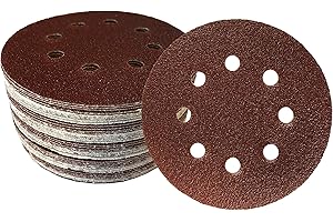 GOODWAY 50 de disques abrasifs Ø 125 mm Grain 120 pour Ponceuse excentrique de 8 trous