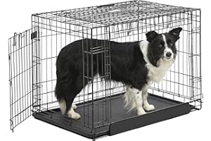 MidWest Homes for Pets Intermediate Ovation Double Door 36-inch Folding Metal Dog Crate, Front and Up & Away Side Doors, Space-Saving Design