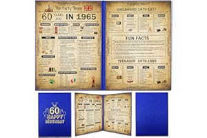 Yclekiqa 60th Birthday Card Decorated Retro Blue Poster Happy Birthday Gifts 21x30cm Custom Years Old Card Gifts For Born In 1965 Uk Man And Women Friends Son Daughter