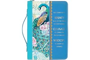 DIVINITY BOUTIQUE God Grant Me Serenity Prayer Peacock Blue Large Faux Leather Bible Cover