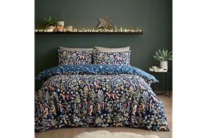 Catherine Lansfield Enchanted Twilight Animals - Set copripiumino reversibile con federe, per letto king size, colore: blu navy