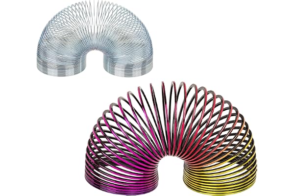 Ressort slinky plastique métal ou multicolore arc-en-ciel, nostalgie des années 90 et 2000, ondamania, Addictif et antistress (les 2 à prix réduit)