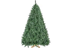 Yaheetech Árbol de Navidad Artificial de 183 cm con 903 Puntas, Resistente al Fuego, PVC, Incluye Soporte de Metal con Vetas de Madera de Abeto, Color Verde