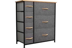 YITAHOME Cajonera de Tela, Cómoda de Tela, Unidad de Almacenamiento de Tela, con 7 cajones Extraíbles, Cómoda de para Sala de Estar, Dormitorio, habitación Infantil, Gris Oscuro