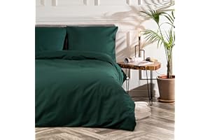 ‎VEL VET HOME VelvetHome Deluxe Bettwäsche 155x220 Baumwolle Bettbezug 155x220 cm mit Kissenbezug 80x80 cm Hohe Qualität Bettwäsche-Set mit Reißverschluss 100% Baumwolle Made in EU Dunkelgrün 155 x 220