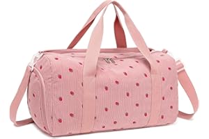 LEDAOU Torba sportowa dziecięca torba pływacka dla chłopców i kobiet, z przegródką na buty i kieszenią na mokre rzeczy, torba kąpielowa dla nastolatków, mała torba podróżna, Truskawkowy różowy sznurek, 46 cm