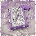 Sidhidata Women's Organza Embroidered Unstitched Salwar Suit Dress Material With Embroidery Work Dupatta (DM HumTum Purple_Purple_Free Size)