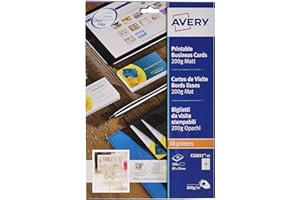 Avery C32011-10 Printable Business Cards – 85 x 54 mm, 100 White Cards per Pack, Compatible with Laser, Inkjet & Multifunction Printers