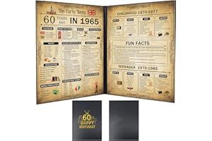 YCLEKIQA 60th Birthday Gifts for Women and 60th Birthday Gifts for Men Cards Decorations for Women Vintage Age Year Old Framed Born in 1965 Poster Uk for Grandparents, Husband, Wife, Mom, Dad（21x30cm）
