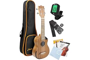Martin Smith Ukulélé Concert Premium avec Accordeur, Housse Rembourrée & Cordes Aquila