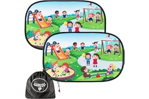 KARIDS Car Sun Shade for Kids - Foldable Cling UV Blocker for Toddlers - Premium & Durable Sunshades for Pets and Children Great Traveling | 2 Pack Vehicle Window Blinds for Sun-Rays Protection