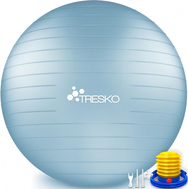 TRESKO® Pelota de Gimnasia, sin BPA, Incluye Bomba de Aire, Pelota para Fitness, Yoga, Gimnasia, Embarazo, Entrenamiento de núcleo, Espalda, Pelota de Yoga, pezziball, Pilates, Sentado, Pelota