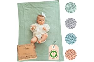 FLORA FURORA Copertina Neonato Cotone biologico, Grande XXL (75x100cm)| Coperta Neonato lavorato a maglia - multiuso per dormire, carrozzine, fasciatoio, macchina, viaggio | Neonato Accessori Utili femmina maschio