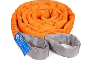 ‎DESERT FOX WINCH Desert Fox Winch Tow Rope 5m - 35t Breaking Load - Heavy Duty Recovery Strap for Tractor, Truck, SUV, Offroad - Tow Sling with Reinforced Loops in Signal Colour Orange