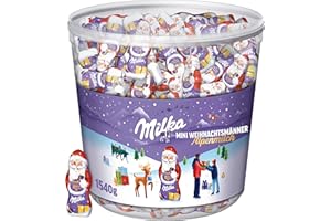 ‎MILKA Milka Mini Weihnachtsmänner – Mix aus Alpenmilch, Milchcrème & Noisette in der Großpackung – 1540g