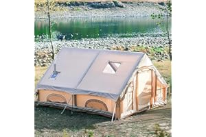 SCHLEUDER Tente Gonflable pour 2 à 8 Personnes, Tente Camping Gonflable avec Sortie de Cheminée et Pompe à Air, Montage Rapide en 5 Minutes, Inflatable Camping Tent Toutes Saisons de Luxe.