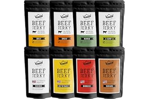 ‎CRAFTSMAN FINEST FOODS Craftsman Beef Jerky Superpack | Set 8x 100 g (800 g) | Alle Sorten | ORIGINAL, BBQ, TERIYAKI, HOT & SWEET, SMOKY, SPICY, PEPPER, HEMP | Trockenfleisch aus Deutschland - Bayern | Jerky Beef Mix