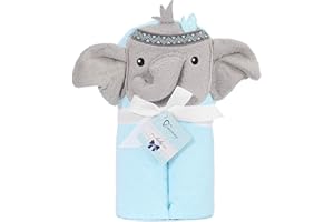 Be Mammy Asciugamano con Cappuccio 100% Cotone Neonato e Bimbo 95cm x 95cm BE20-272-BBL (Blu - Elefante)