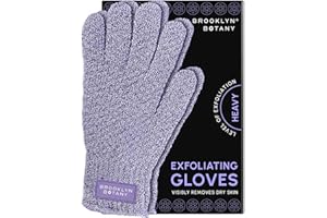 Brooklyn Botany Exfoliating Gloves for Bath and Shower – Heavy Duty Exfoliating Body Scrubber for Massage and Dead Skin Remover for Body – 1 Pair