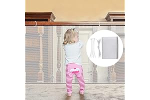 RAINIE Child Safety Net, 10ft x 2.5ft Durable Outdoor Balcony Banister Stairs Guard Protective Netting for Kids Baby Toys Pets, Easy to Install and Use with More Ropes Ties, Sturdy Mesh Rail Guard (White)