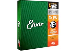 Elixir Struny 80/20 Brąz akustyczne 4-strunowe struny basowe z powłoką NANOWEB, długa skala, światło (.045-.100)