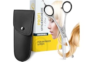 SCHMIEDWERK Haarschere | Friseurschere - scharfer & präziser Schnitt | Perfekter Haarschnitt für Damen & Herren | Profi Haarschneideschere mit Etui (Effilierschere, Silber)