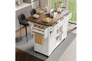 Gelukueub Wyspa kuchenna, wózek transportowy ze zdejmowaną powierzchnią roboczą, na kółkach, szafka z drzwiami i szufladami (dwoje drzwi + trzy)