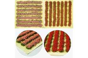 Cayway 2 Farbe Scenics Gras Grasbüschel, Grasbüschel Flower Grass Tufts Sandtisch Scenics Gras Gaming Base Statische für DIY Architektur Gebäude Modelleisenbahn Zug Diorama Garten, Rosa und Rot