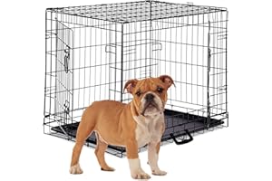 Relaxdays Klatka dla psów, składana skrzynia transportowa dla psa, klatka dla szczeniaków, 2 drzwi, miska podłogowa, metalowa klatka druciana, L, czarna